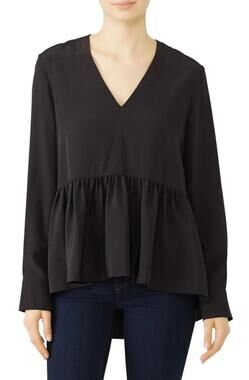 Tibi Black Silk Peplum Top 6